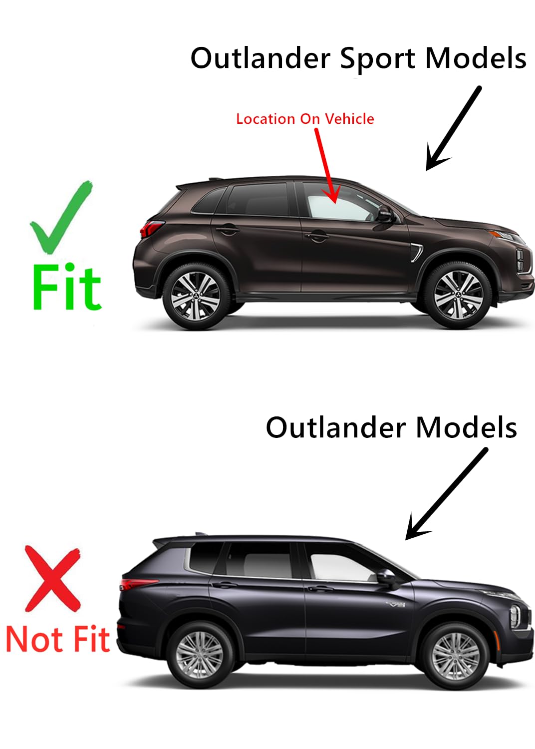 Passenger Right Side Front Door Window Door Glass Compatible with Mitsubishi Outlander Sport 2011-2025 Models