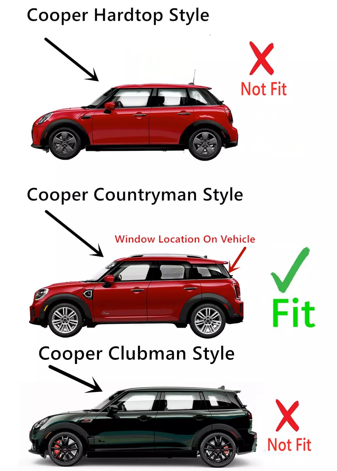 Heated Back Window Back Glass Compatible with Mini Countryman 2017-2024 Models