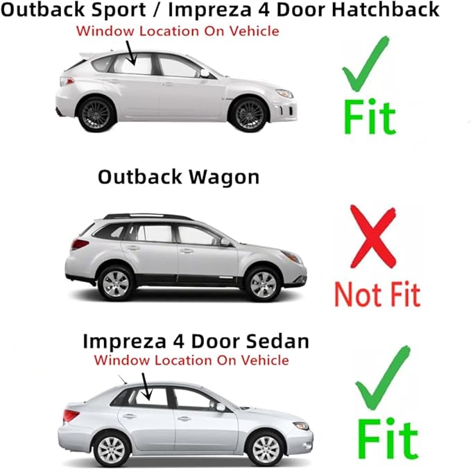 Passenger Right Side Rear Door Window Door Glass Compatible with Subaru Impreza / Outback 2008-2011 Models