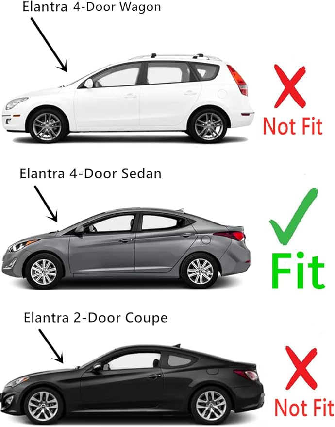 Driver Left Side Rear Door Window Door Glass Compatible with Hyundai Elantra 4 Door Sedan 2011-2016 Models