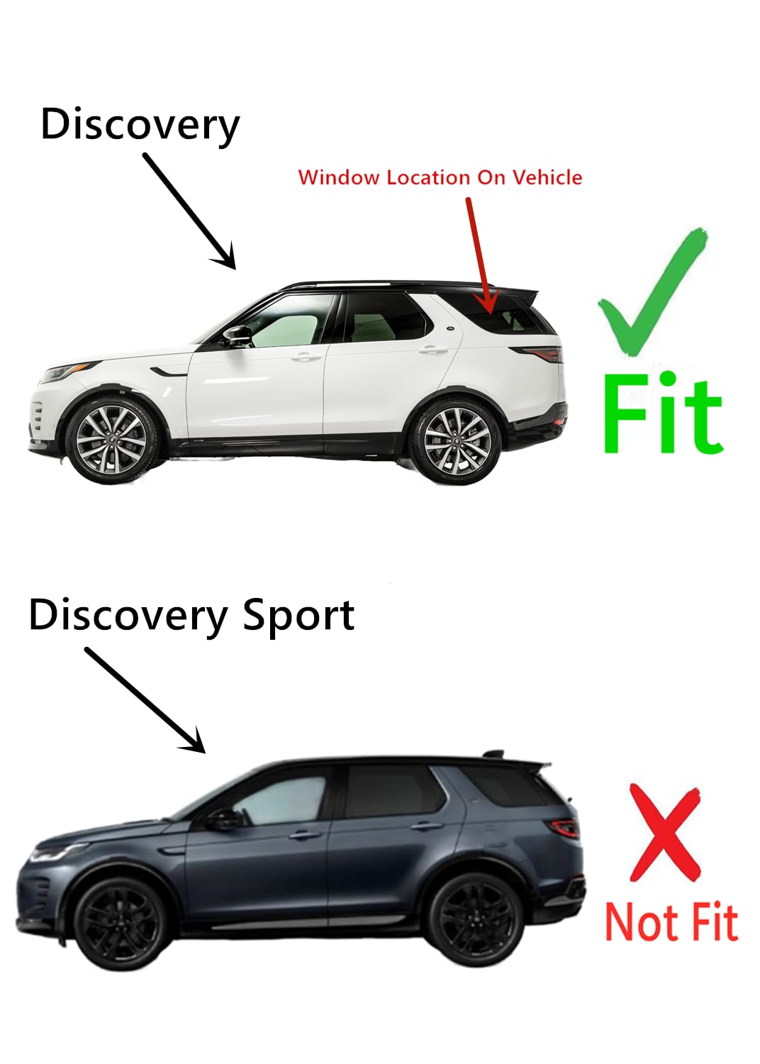 Tempered Driver Left Side Quater Window Quarter Glass Compatible with Land Rover Discovery 2017-2025 Models (Not For Discovery Sport)