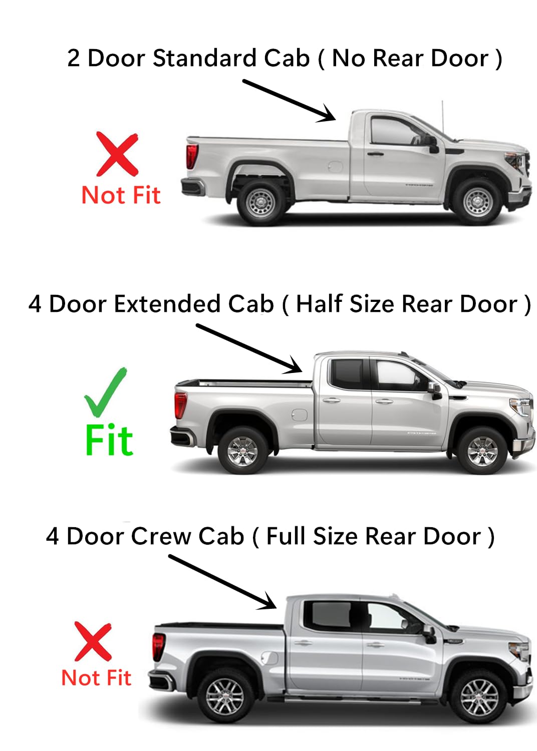 Privacy Passenger Right Side Rear Door Window Door Glass Compatible with Chevrolet Silverado/GMC Sierra 1500 4 Door Extended Cab 2019-2025 Models