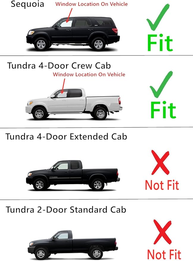 Driver Left Side Front Door Window Door Glass Compatible with Toyota Sequoia 2001-2007 Models/Toyota Tundra 4 Door Crew Cab 2004-2006 Models