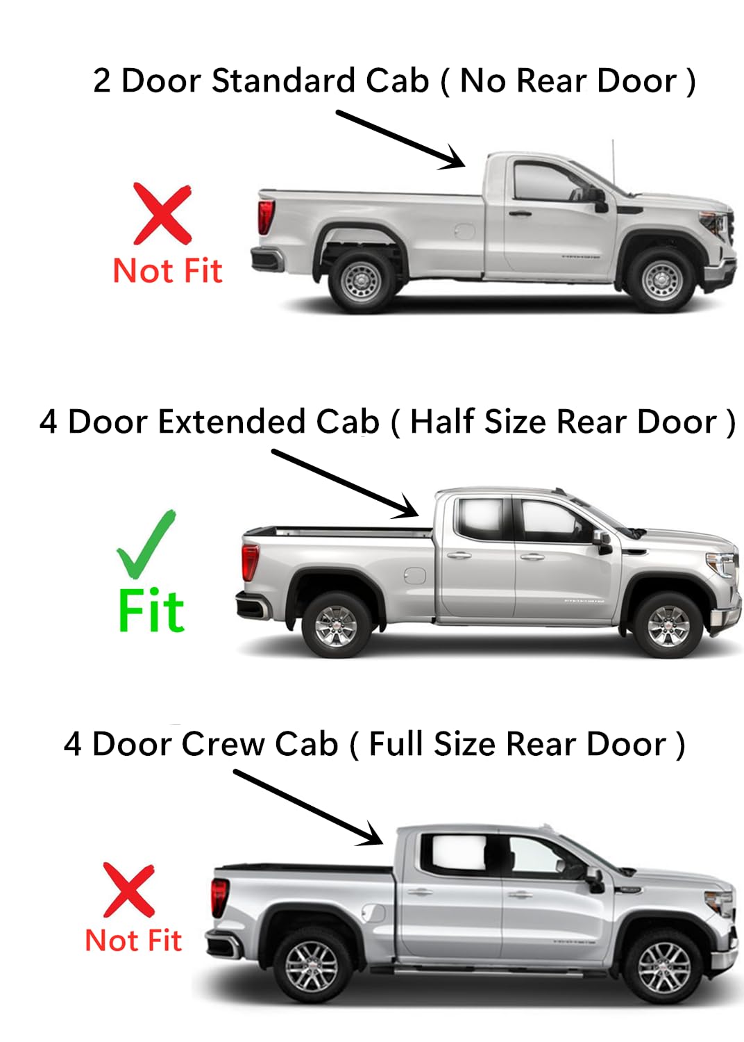 Passenger Right Side Rear Door Window Door Glass Compatible with Chevrolet Silverado/GMC Sierra 1500 4 Door Extended Cab 2019-2025 Models