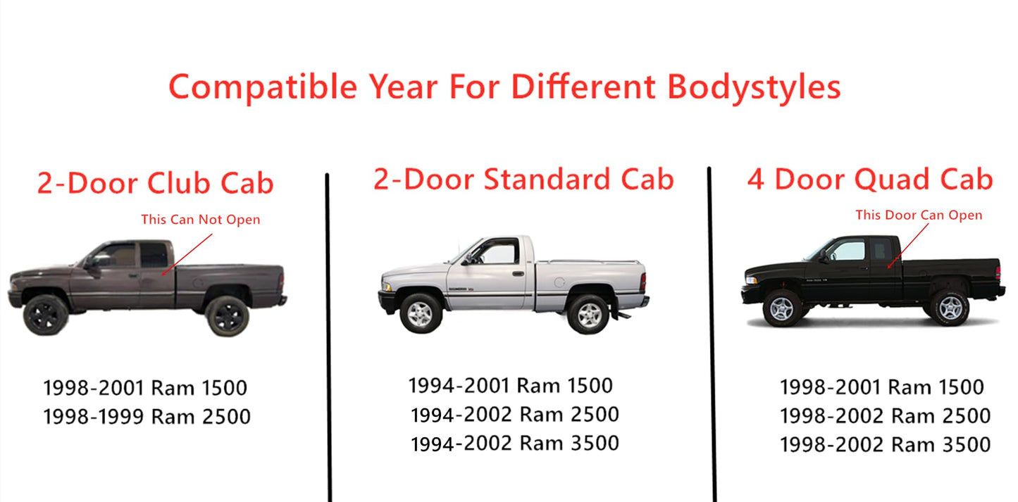 With Free Glue Stationary Rear Back Window Back Glass Compatible with Dodge Ram Pickup 1500 1998-2001 / 2500 3500 1998-2002 All Boty Types & 2-Door Standard Cab 1994-1997