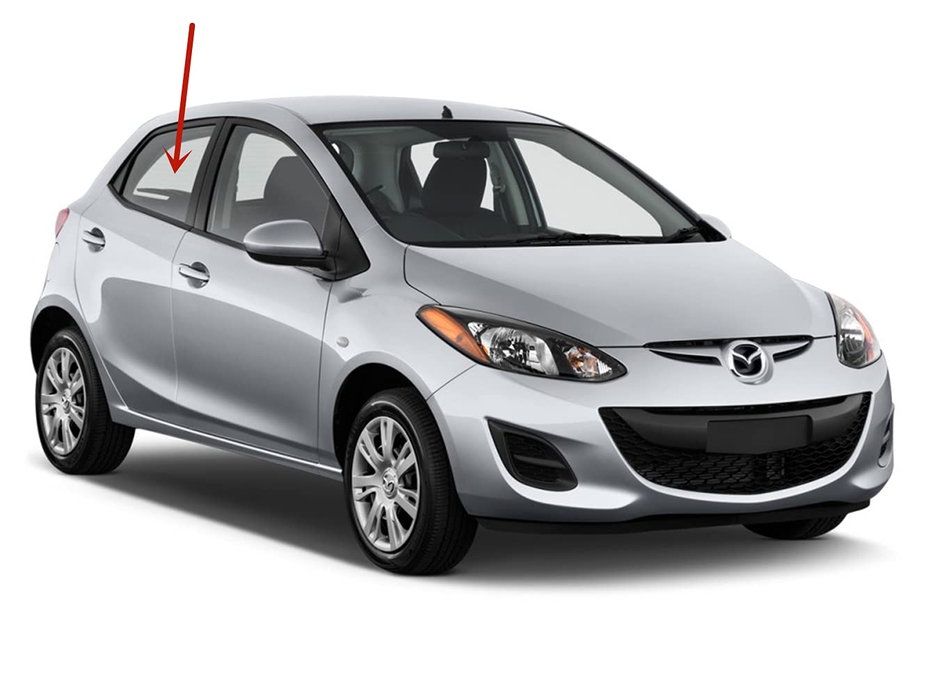 Passenger Right Side Rear Door Window Door Glass Compatible with Mazda 2 2011-2015 Models