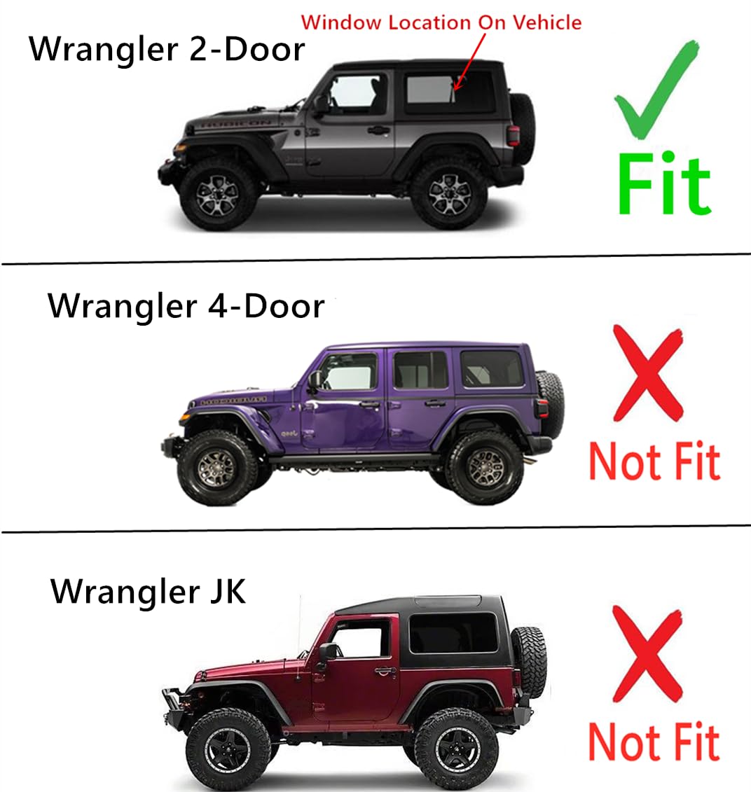 Laminated Driver Left Side Quarter Window Quarter Glass Compatible with Jeep Wrangler 2-Door 2018-2025 Models