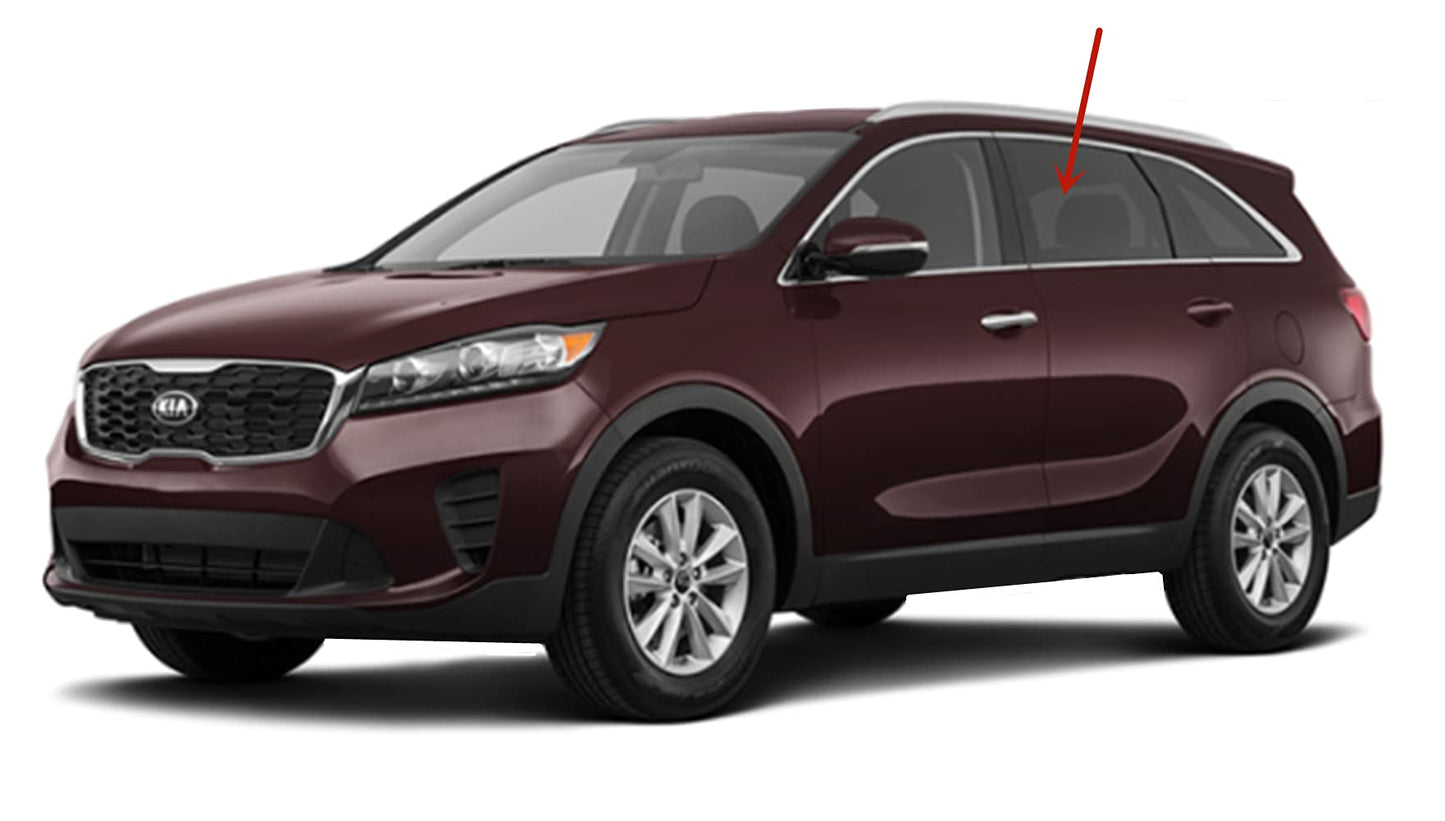 Driver Left Side Rear Door Window Door Glass Compatible with Kia Sorento 2016-2020 Models