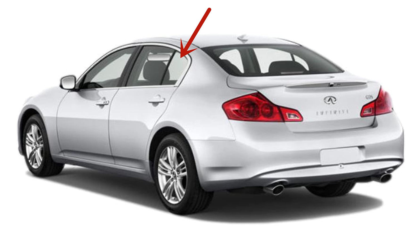 Driver Left Side Rear Vent Window Vent Glass Compatible with Infiniti G35 G37 G25 2007-2013 / Q40 2015-2016 4 Door Sedan Models