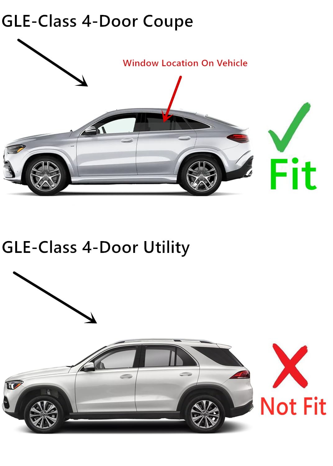 Tempered Privacy Driver Left Side Rear Door Window Door Glass Compatible With Mercedes Benz GLE-Class GLE450 GLE53AMG GLE63AMG 4-Door Coupe 2021-2024 Models