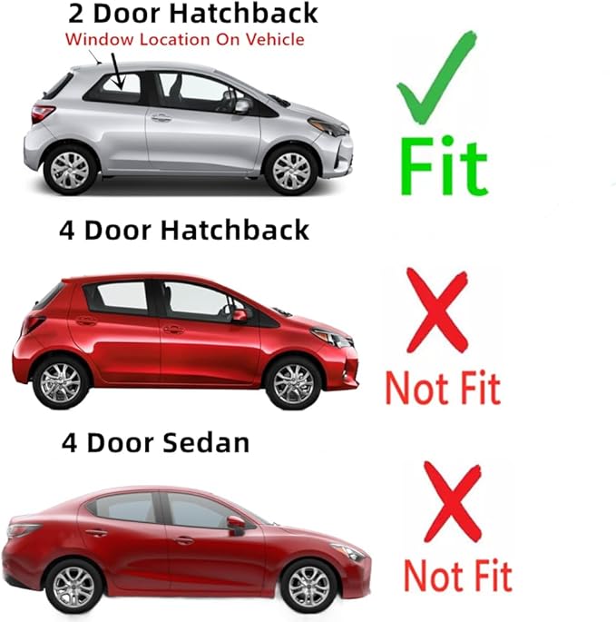 Passenger Right Side Rear Quarter Glass Quarter Window Compatible with Toyota Yaris 2 Door Hatchback 2012-2019 Models