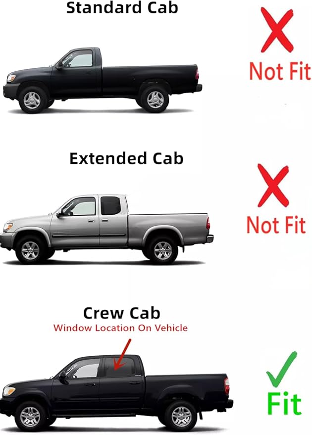 Driver Left Side Rear Door Window Door Glass Compatible with Toyota Tundra Pickup 4 Door Crew Cab 2004-2006 Models