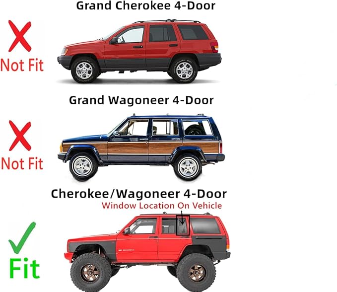 Driver Left Side Rear Vent Window Vent Glass Compatible with Jeep Cherokee/Jeep Wagoneer 1984-2001 Models