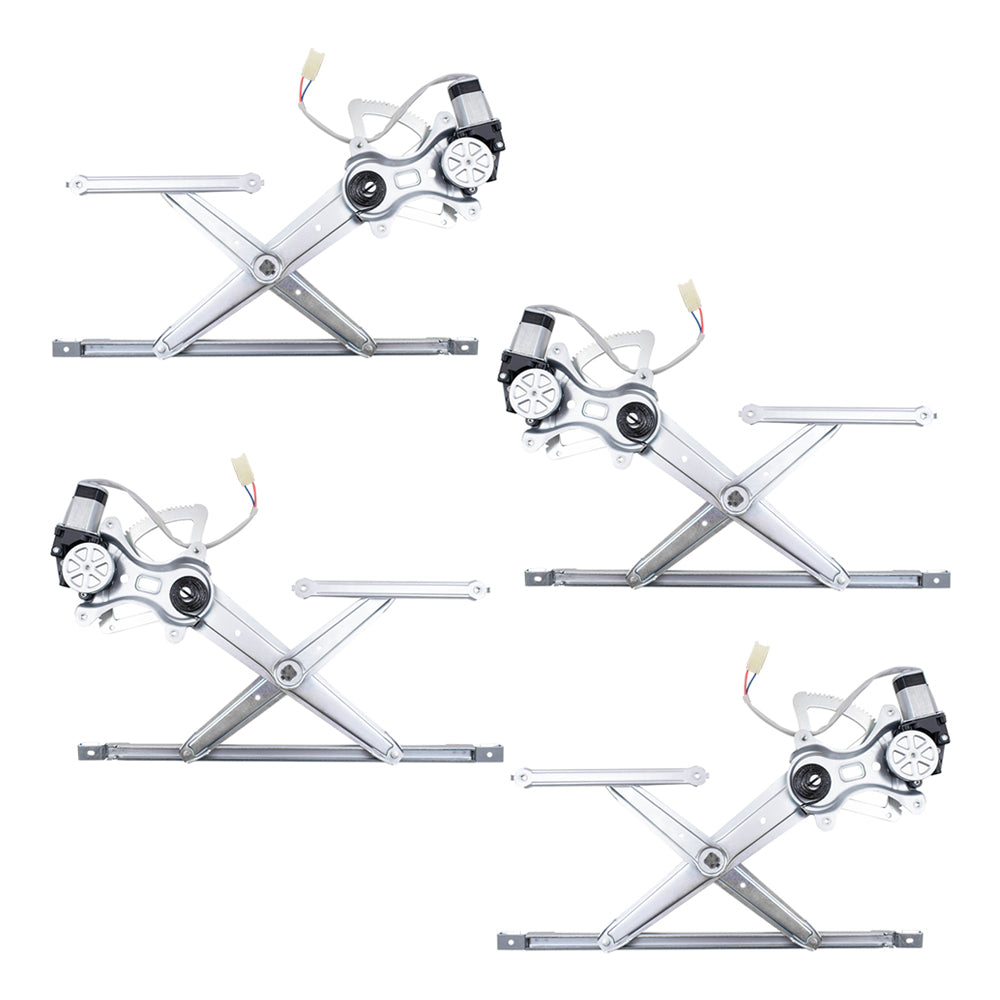 Driver and Passenger Side Power Window Regulators with Motor-6 Pin Connector 4 Piece Set Compatible with 2007-2021 Tundra Crew Cab/CrewMax