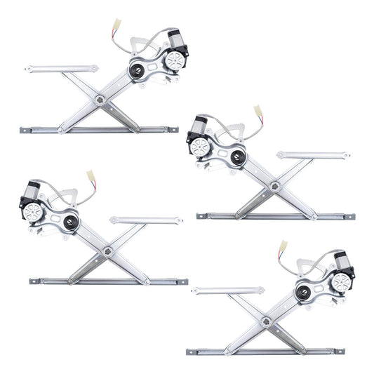 Driver and Passenger Side Power Window Regulators with Motor-6 Pin Connector 4 Piece Set Compatible with 2007-2021 Tundra Crew Cab/CrewMax