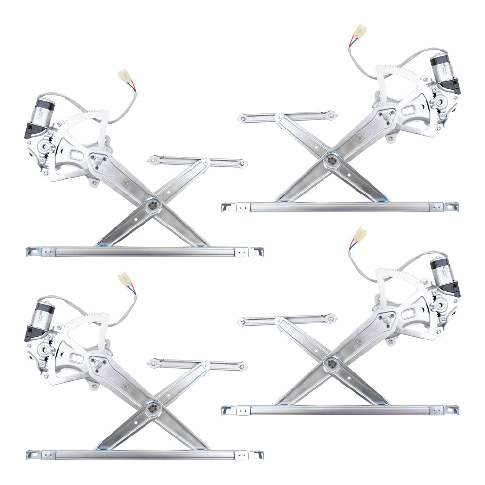 Driver and Passenger Side Power Window Regulators with Motor-6 Pin Connector 4 Piece Set Compatible with 2007-2021 Tundra Crew Cab/CrewMax