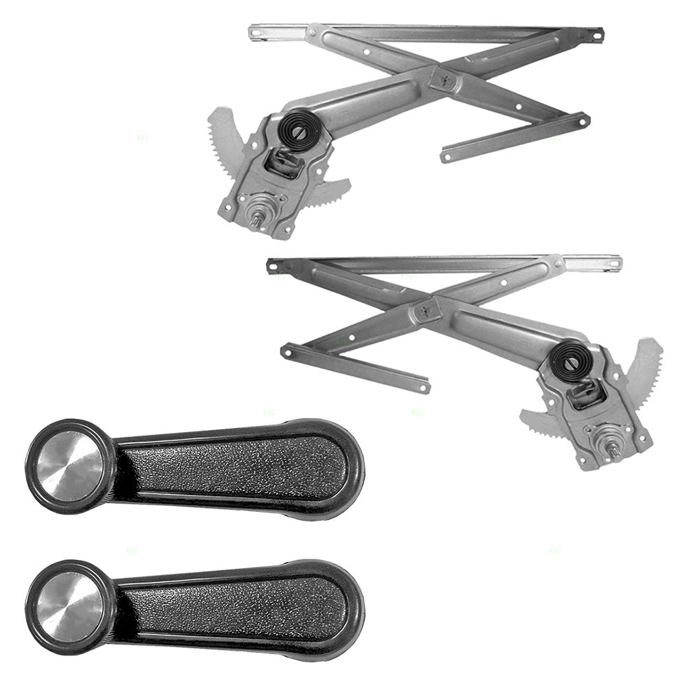 Front Manual Window Regulators and Black with Chrome Crank Handles Compatible with 90-95 4Runner