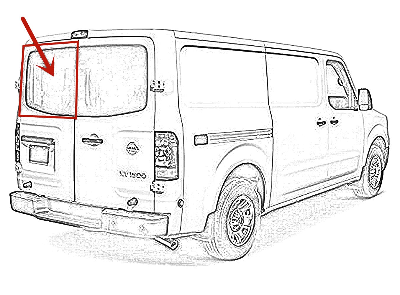 Heated Back Window Back Glass Driver Left Side Compatible with Nissan NV1500 NV2500 NV3500 2012-2020 Models