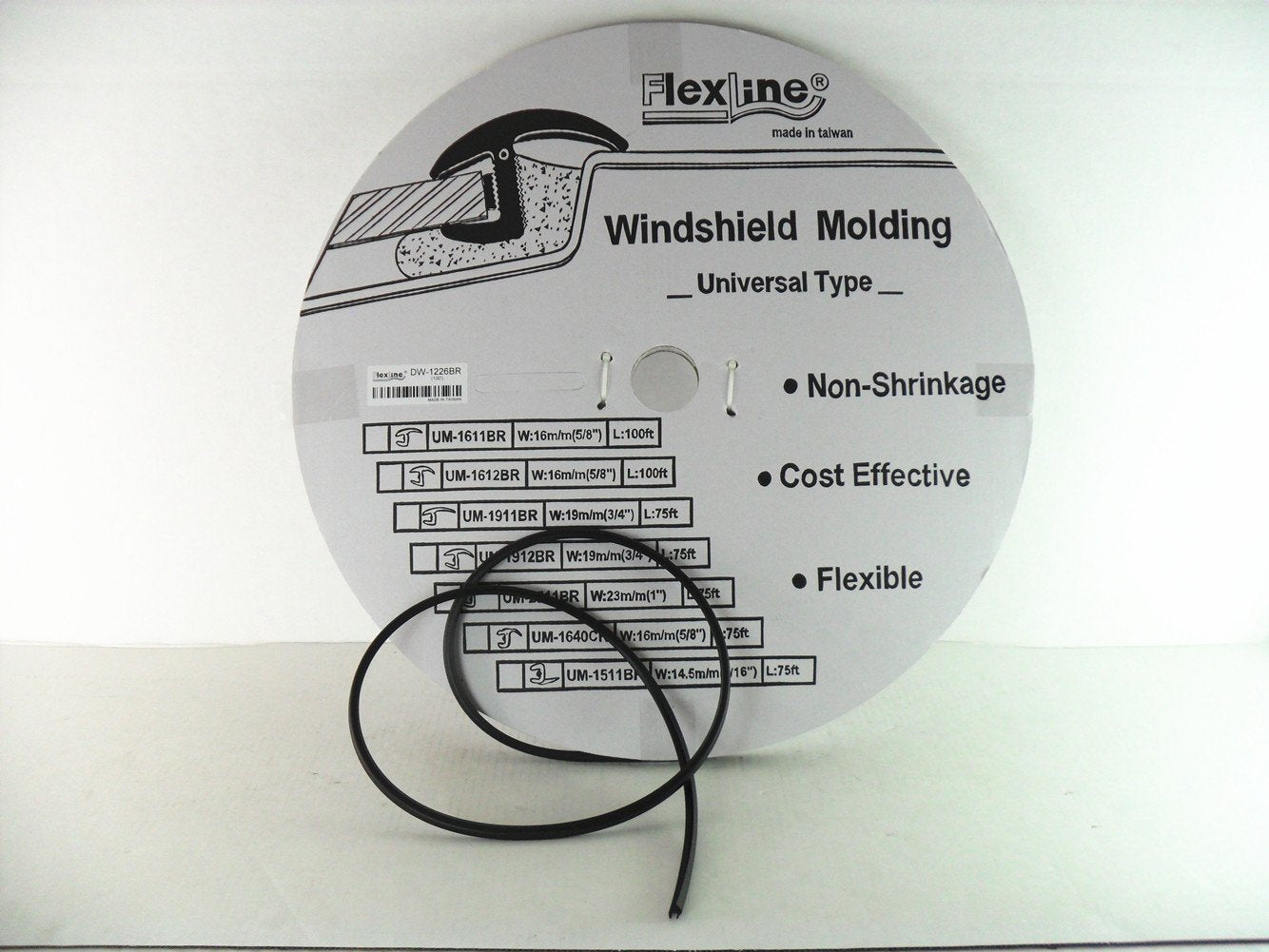 Flexline Windshield Auto Glass Universal Molding Flexible Trim Rubber 12.8mm 100ft UM1226BR