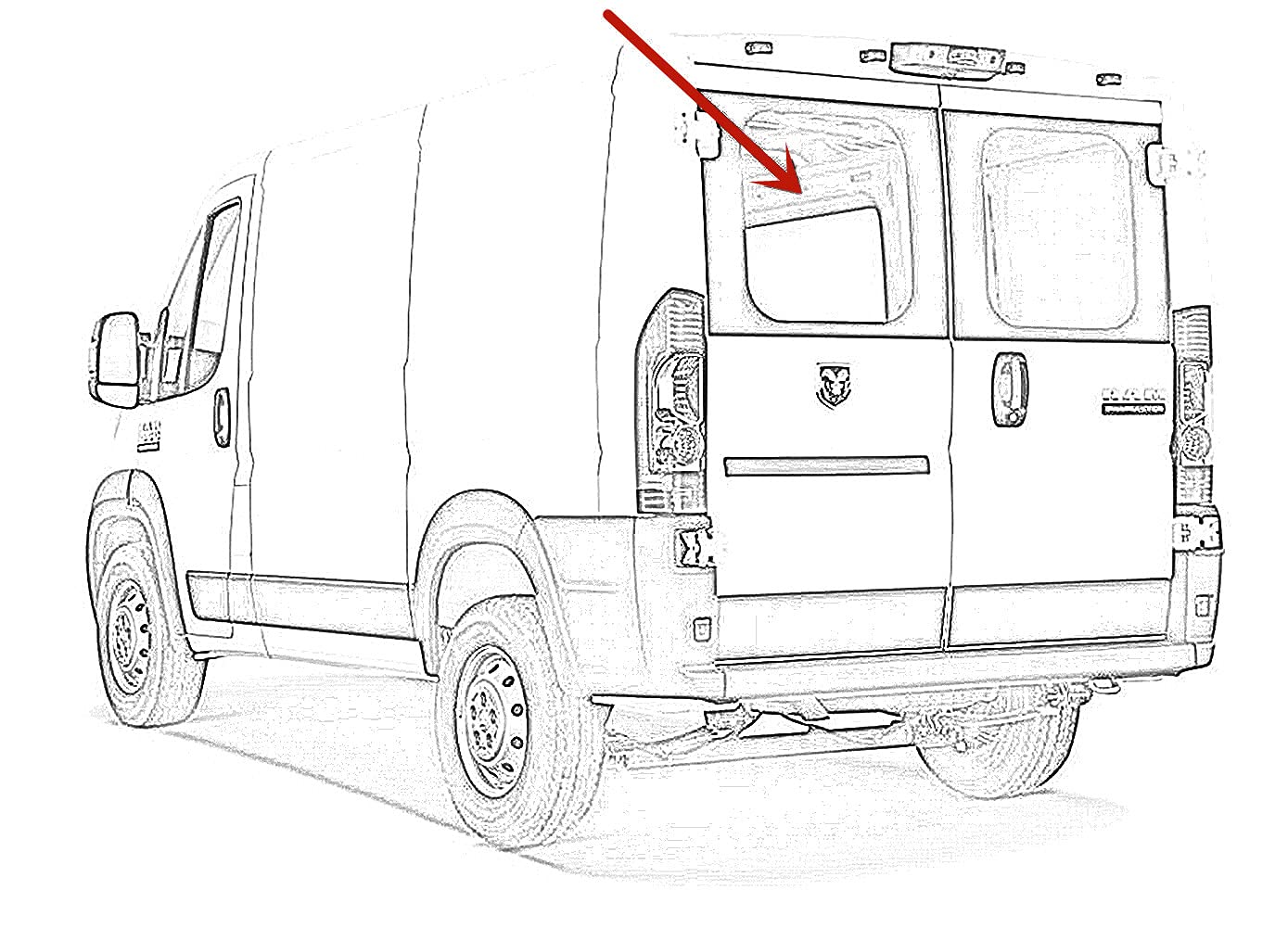 Heated Back Window Back Glass Driver Left Side Compatible with Ram Promaster 1500 2500 3500 Cargo Van 2014-2025 Models (Not For Promaster City Van)