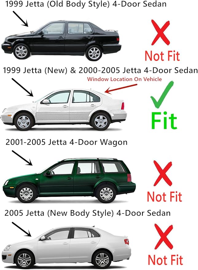 Heated Rear Back Window Back Glass Compatible with Volkswagen Jetta 2000-2005 / Jetta (New) 1999 4-Door Sedan Models