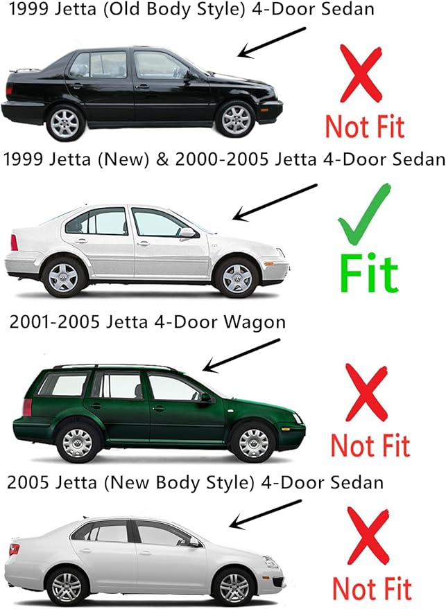 Passenger Right Side Rear Vent Glass Vent Window Compatible with Volkswagen Jetta 2000-2005 / Jetta New 1999 4 Door Sedan Models (Not For Wgaon Or 2005 New Jetta)