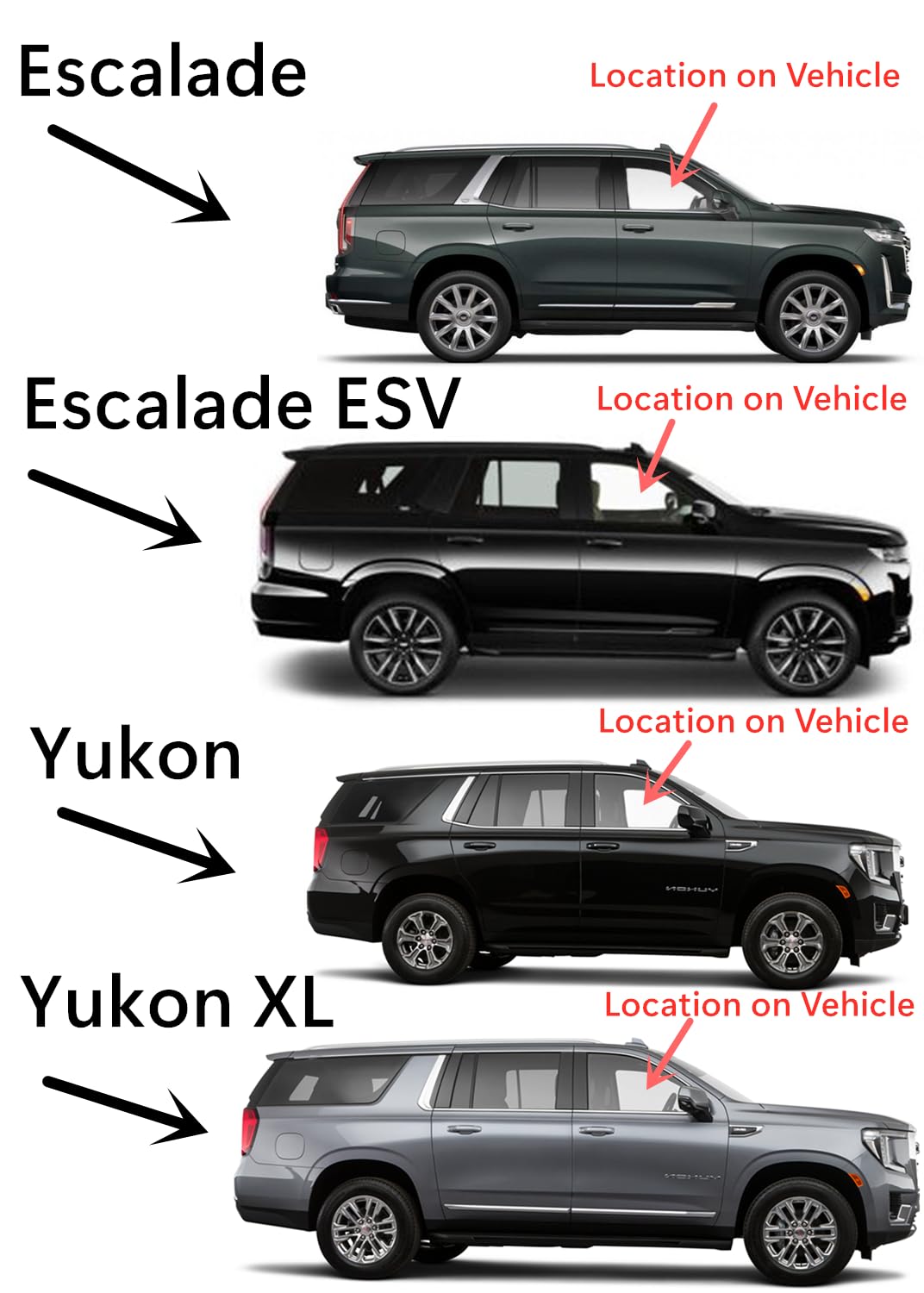 Laminated Passenger Right Side Front Door Window Door Glass Compatible with GMC Yukon XL / Yukon & Cadillac Escalade ESV / Escalade 2021-2025 Models