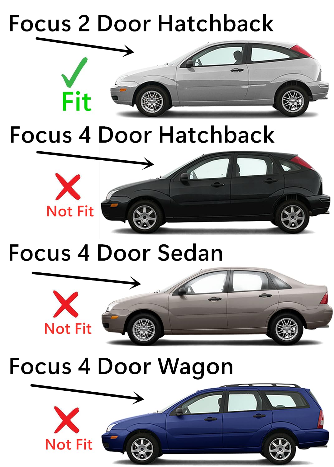 Driver Left Side Rear Quarter Glass Quarter Window Compatible with Ford Focus 2 Door Hatchback 2000-2007 Models