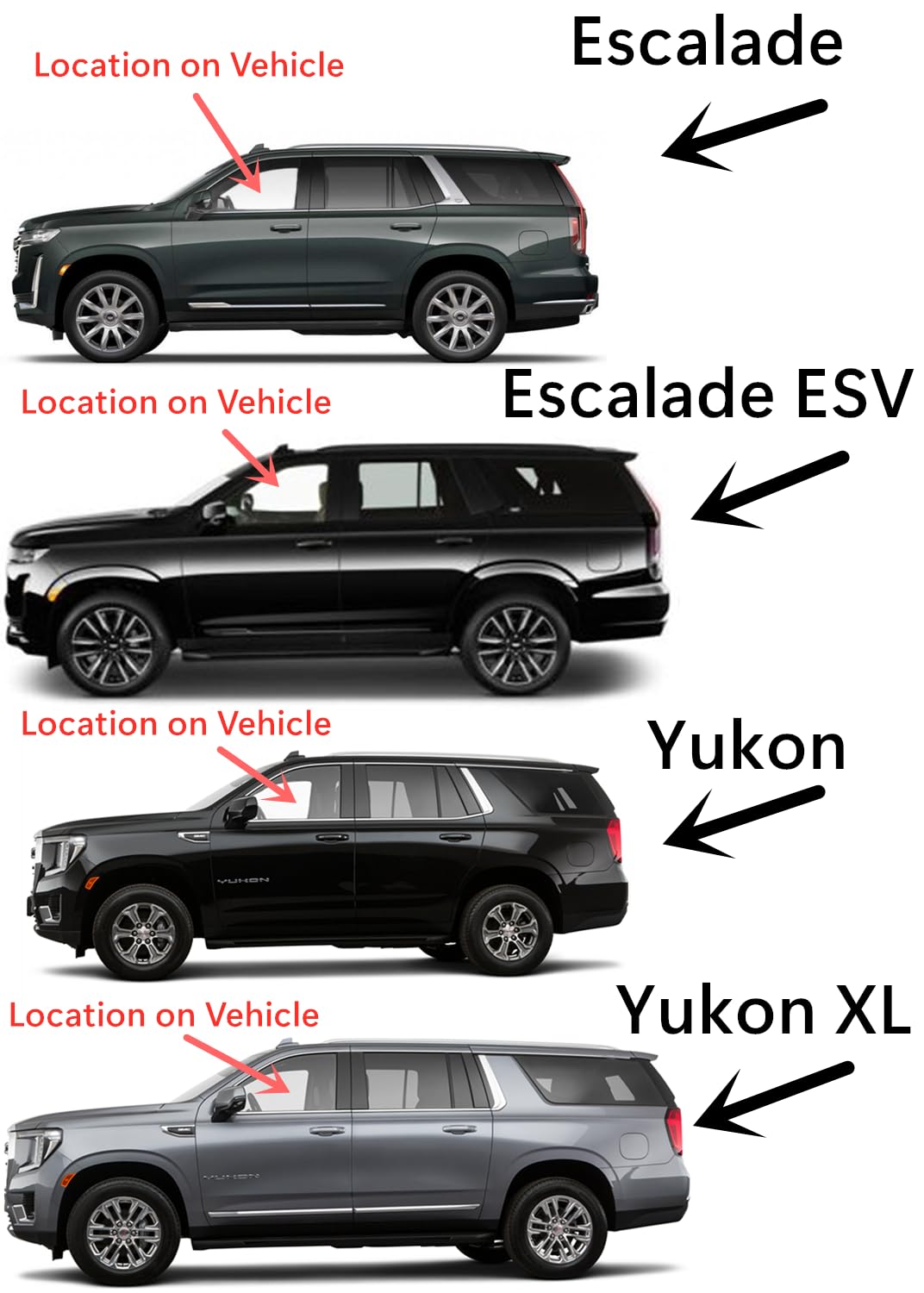 Laminated Driver Left Side Front Door Window Door Glass Compatible with GMC Yukon XL / Yukon & Cadillac Escalade ESV / Escalade 2021-2025 Models