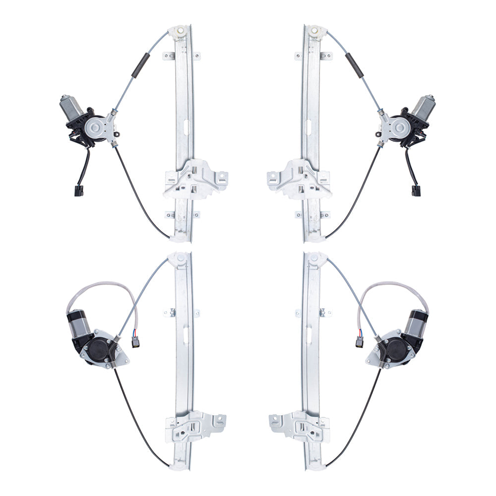 Driver and Passenger Side Front and Rear Power Window Regulators with Motor 4 Piece Set Compatible with 1998-2002 Honda Passport & 1998-2004 Honda Rodeo