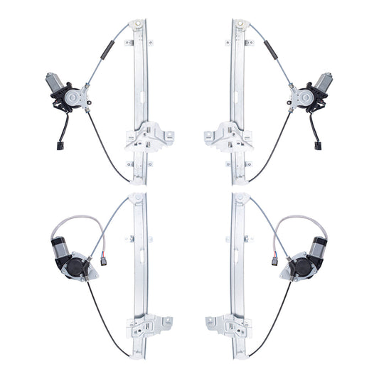 Driver and Passenger Side Front and Rear Power Window Regulators with Motor 4 Piece Set Compatible with 1998-2002 Honda Passport & 1998-2004 Honda Rodeo