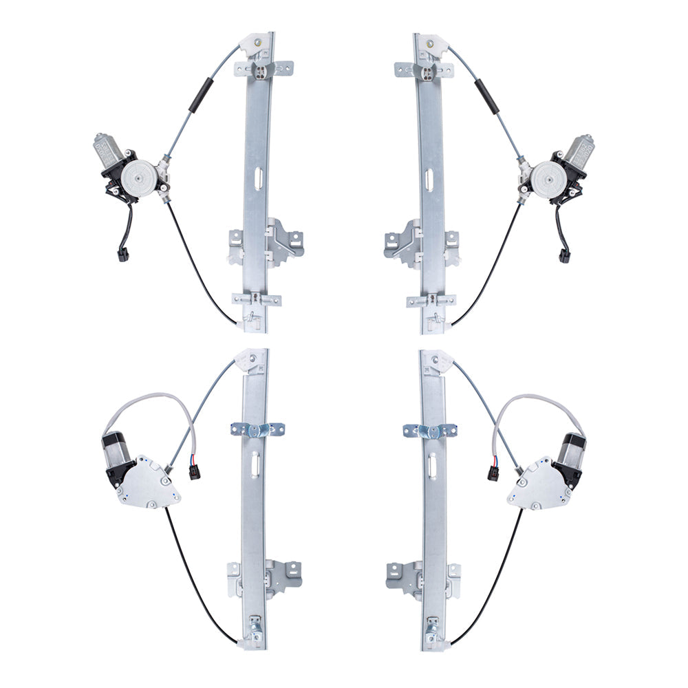 Driver and Passenger Side Front and Rear Power Window Regulators with Motor 4 Piece Set Compatible with 1998-2002 Honda Passport & 1998-2004 Honda Rodeo