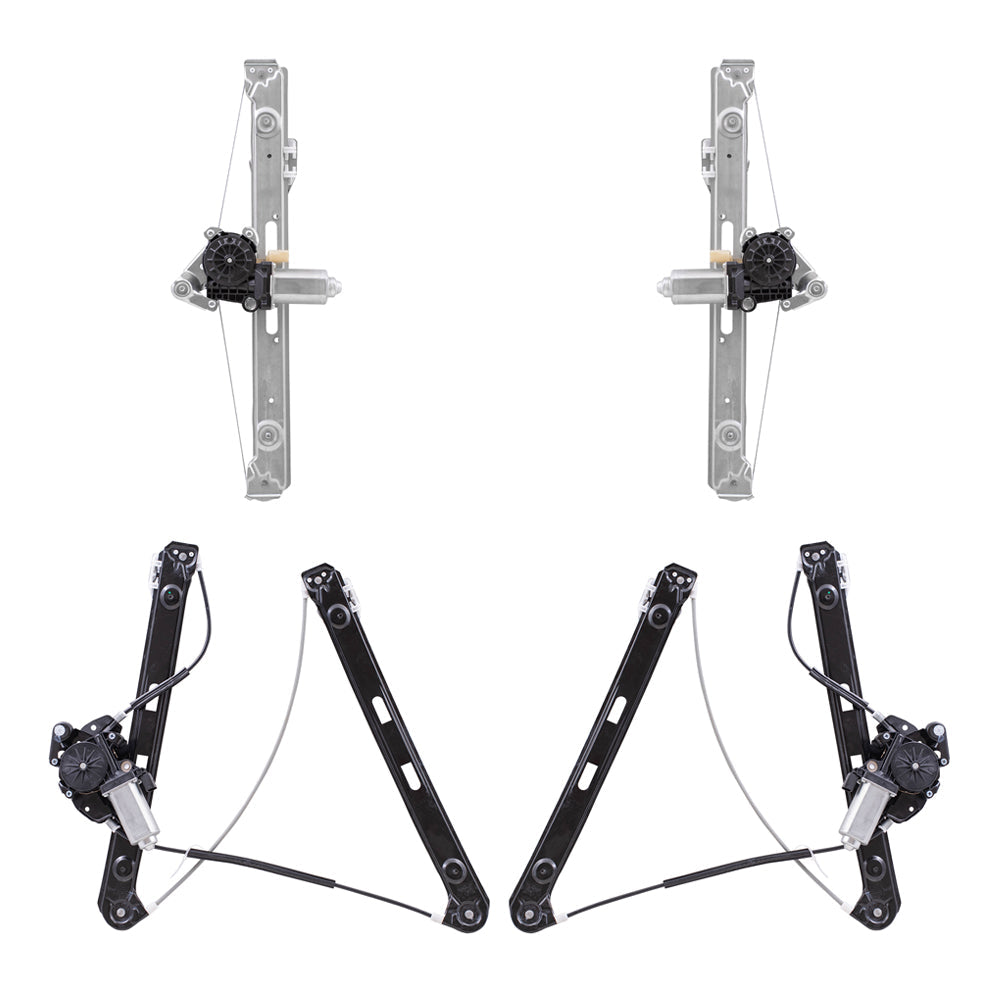 Driver and Passenger Side Front and Rear Power Window Regulators with Motor 4 Piece Set Compatible with 1999-2005 3-Series Sedan or Wagon