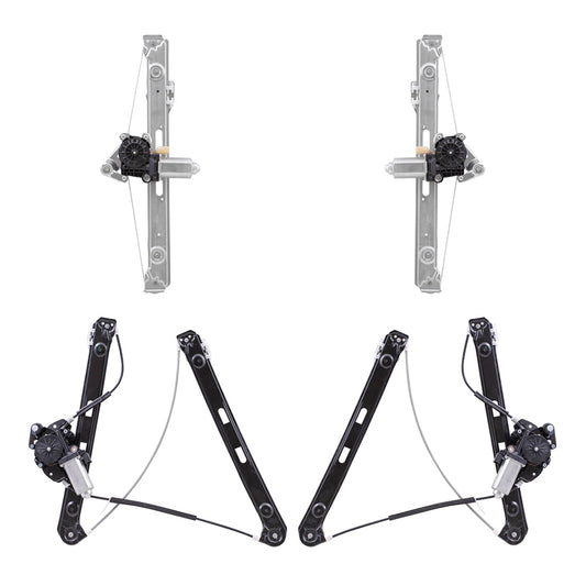 Driver and Passenger Side Front and Rear Power Window Regulators with Motor 4 Piece Set Compatible with 1999-2005 3-Series Sedan or Wagon
