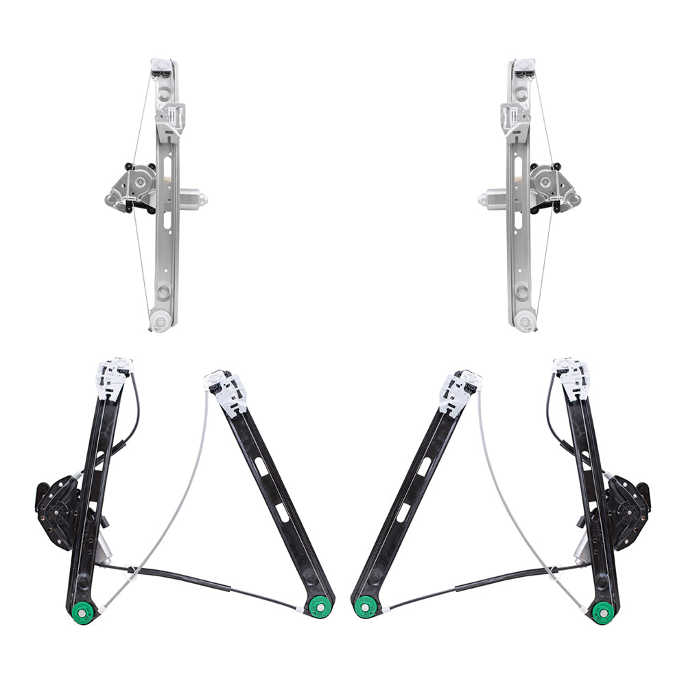 Driver and Passenger Side Front and Rear Power Window Regulators with Motor 4 Piece Set Compatible with 1999-2005 3-Series Sedan or Wagon