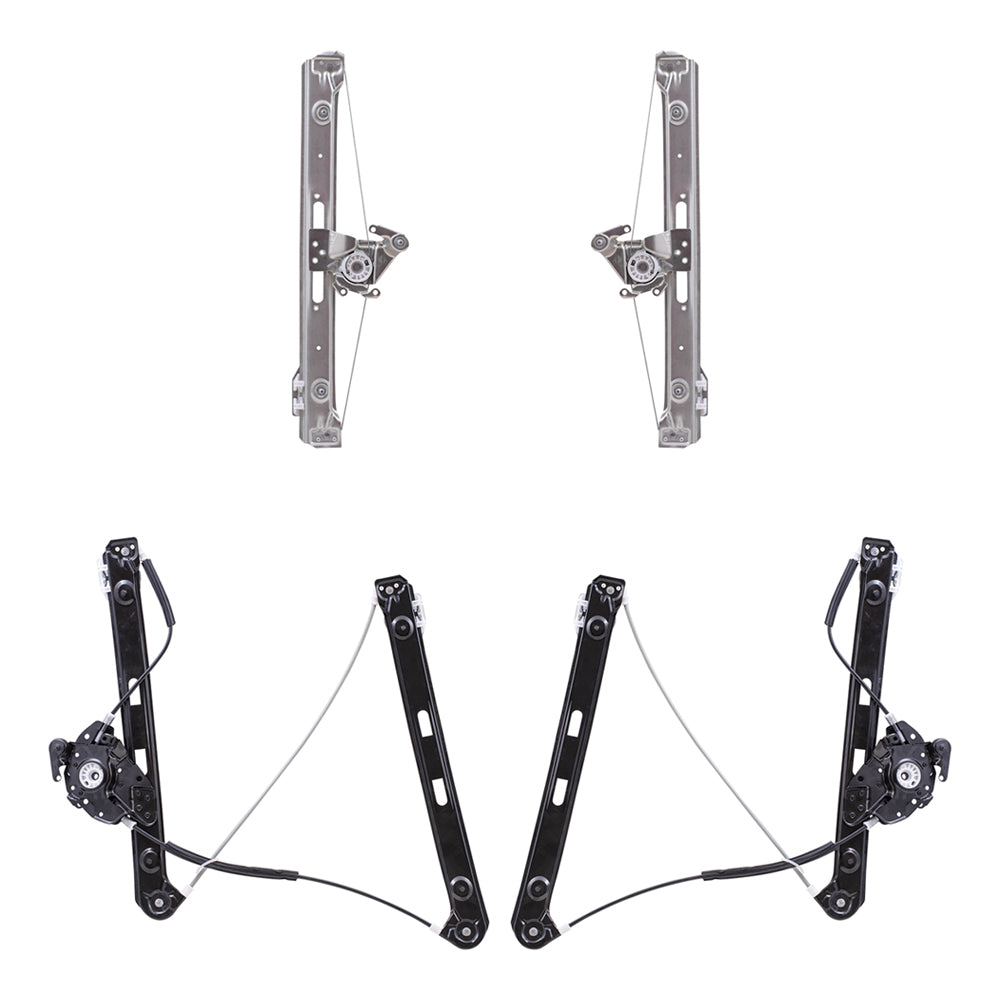 4 Pc Set of Power Window Regulators W/O Motor for 1999-2005 3-Series Sedan/Wagon