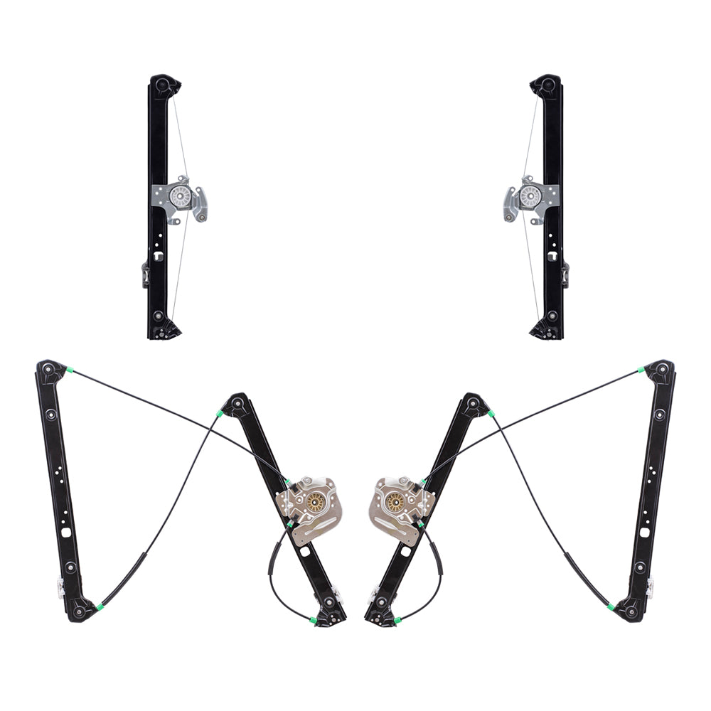 Front and Rear Driver and Passenger Side Power Window Regulators Without Motor 4 Piece Set Compatible with 2000-2006 X5