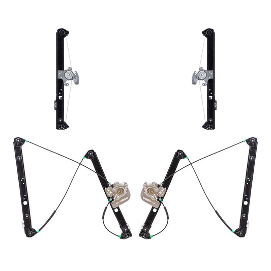 Front and Rear Driver and Passenger Side Power Window Regulators Without Motor 4 Piece Set Compatible with 2000-2006 X5