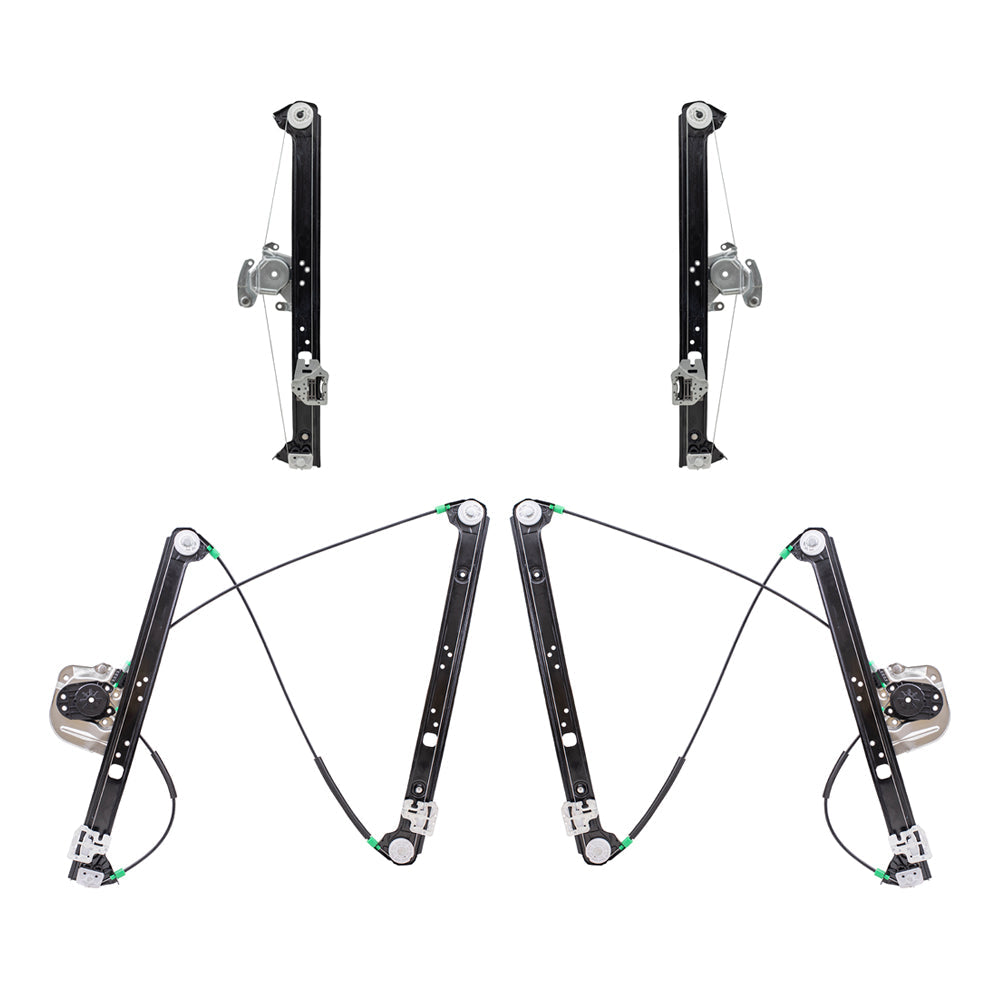 Front and Rear Driver and Passenger Side Power Window Regulators Without Motor 4 Piece Set Compatible with 2000-2006 X5