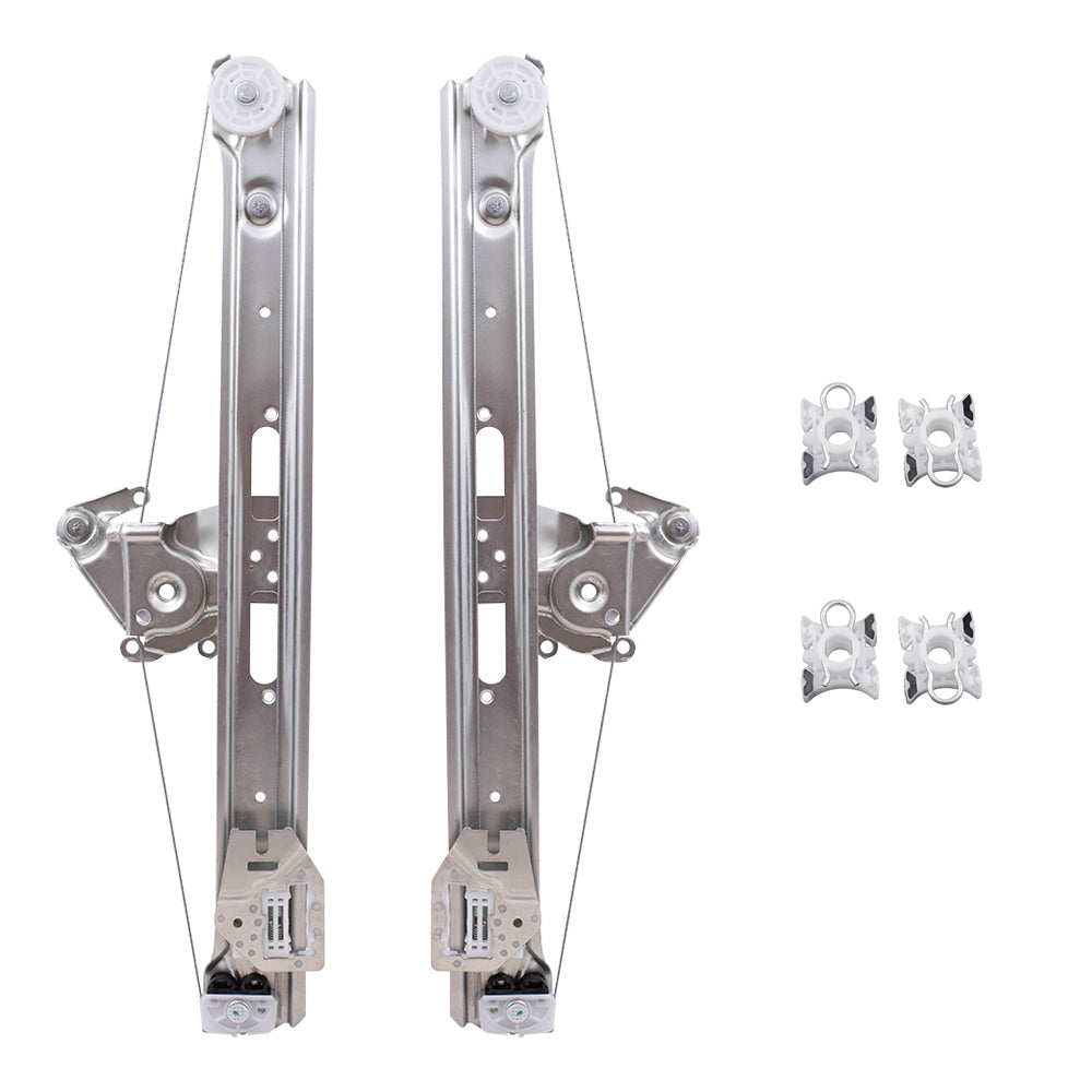 Pair of Rear Power Window Lift Regulators & Four Sliding Pivot Clips Compatible with 1999-2005 3 Series Sedan Wagon 51358212099 51358212100