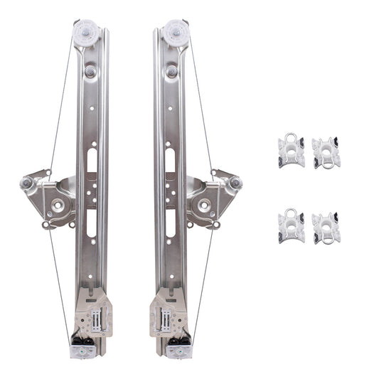 Pair of Rear Power Window Lift Regulators & Four Sliding Pivot Clips Compatible with 1999-2005 3 Series Sedan Wagon 51358212099 51358212100