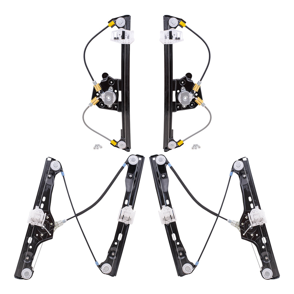 Front and Rear Driver and Passenger Side Power Window Regulators Without Motor 4 Piece Set Compatible with 2006-2011 3 Series Sedan E90 06-12 3 Series Wagon E91 08-11 M3 Sedan 390