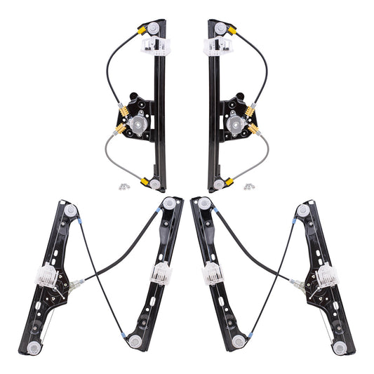 Front and Rear Driver and Passenger Side Power Window Regulators Without Motor 4 Piece Set Compatible with 2006-2011 3 Series Sedan E90 06-12 3 Series Wagon E91 08-11 M3 Sedan 390