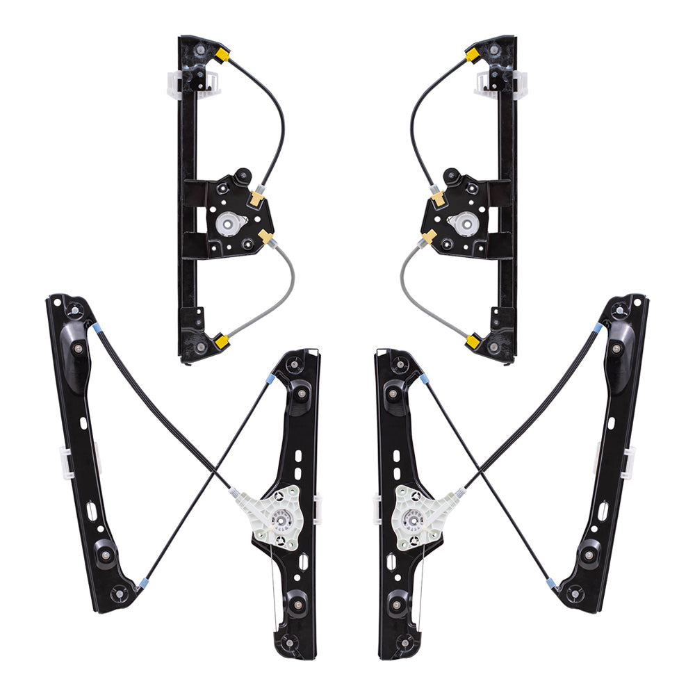 Front and Rear Driver and Passenger Side Power Window Regulators Without Motor 4 Piece Set Compatible with 2006-2011 3 Series Sedan E90 06-12 3 Series Wagon E91 08-11 M3 Sedan 390