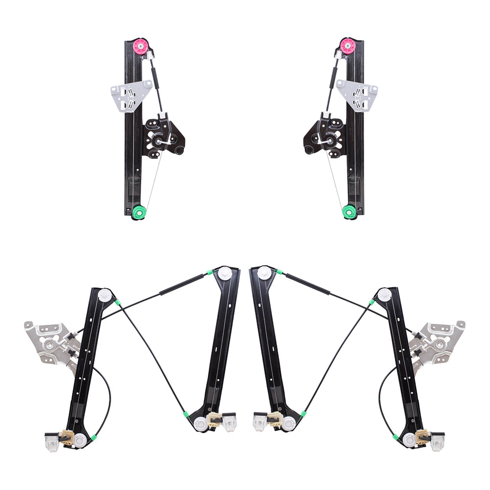 Driver and Passenger Side Power Window Regulators Without Motor 4 Piece Set Compatible with 2003-2007 Saab 9-3 Sedan/Wagon