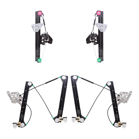 Driver and Passenger Side Power Window Regulators Without Motor 4 Piece Set Compatible with 2003-2007 Saab 9-3 Sedan/Wagon