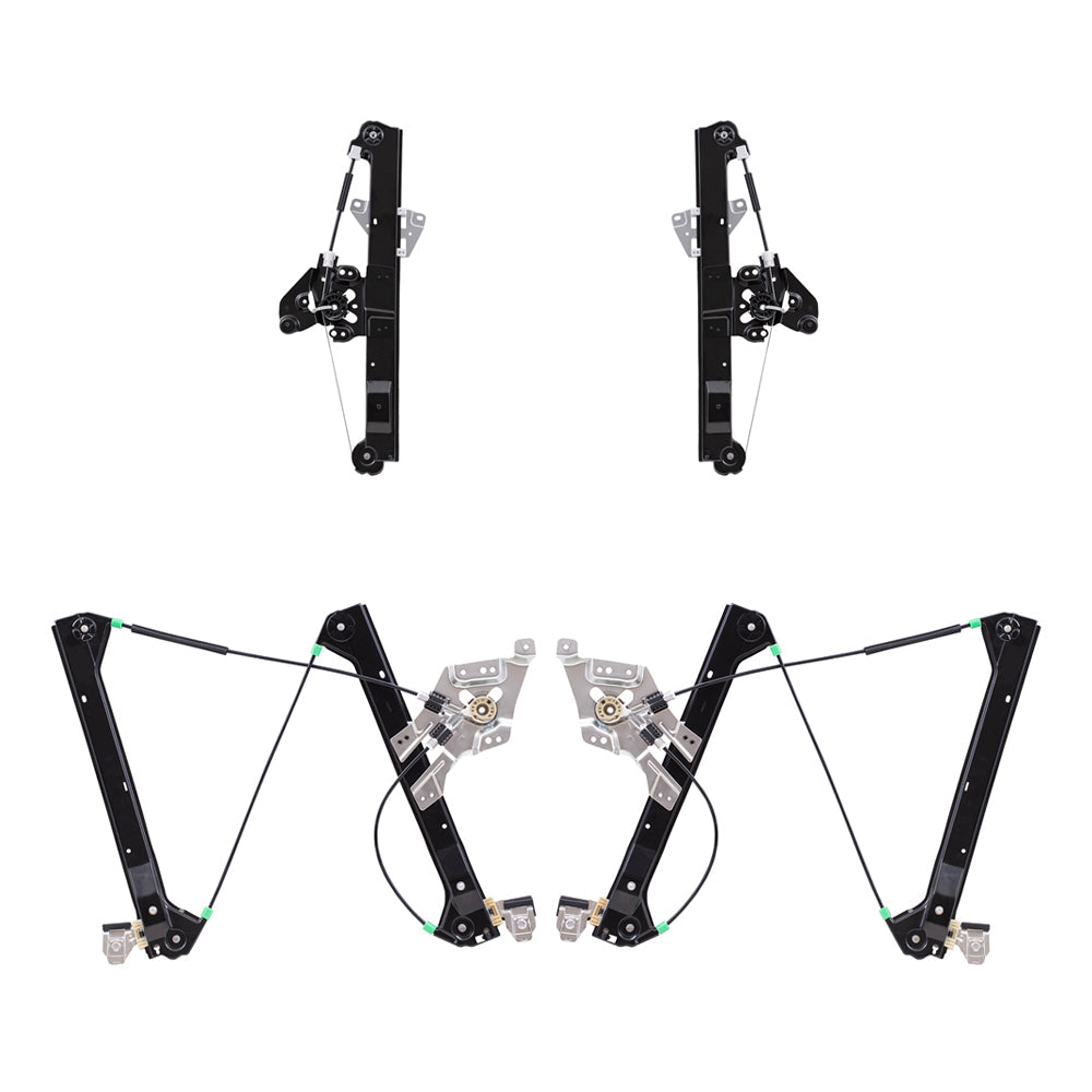 Driver and Passenger Side Power Window Regulators Without Motor 4 Piece Set Compatible with 2003-2007 Saab 9-3 Sedan/Wagon