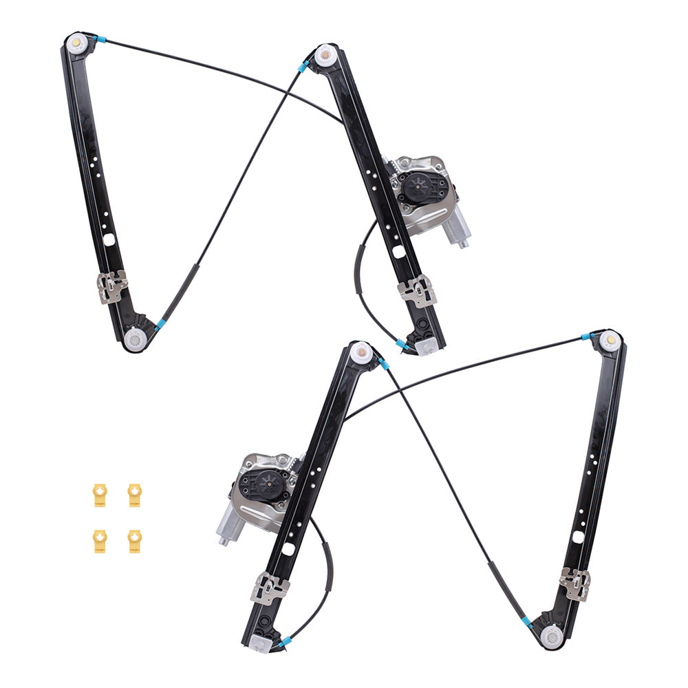 Driver and Passenger Front Power Window Lift Regulators with Motors and Guide Clips Compatible with 2000-2006 X5 67628381019 67628381020