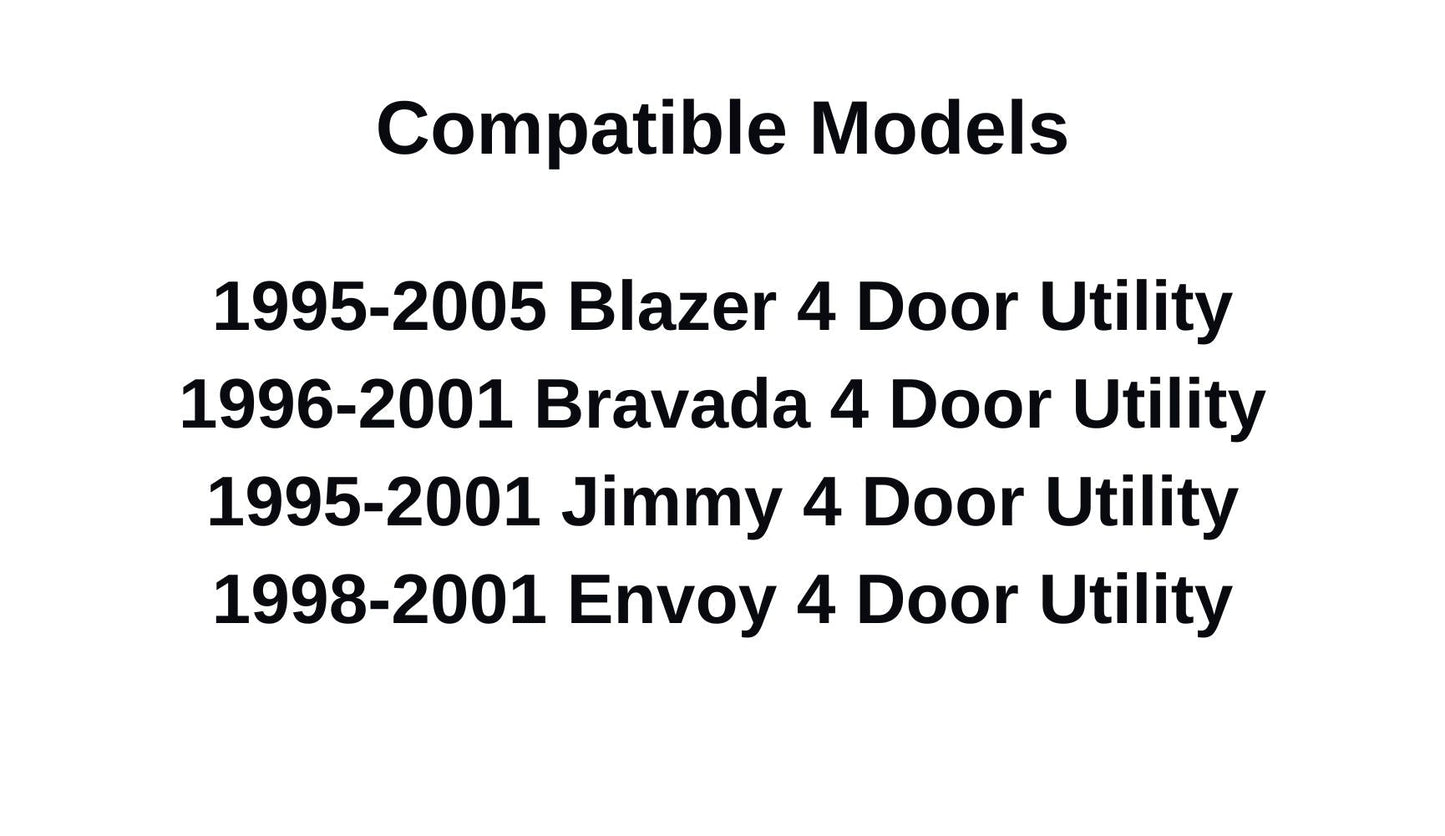 Passenger Right Side Rear Vent Window Vent Glass Compatible with GMC Envoy 1998-2001/GMC Jimmy 1995-2001/Chevrolet Blazer 1995-2005/Oldsmobile Bravada 1996-2001 4 Door Models