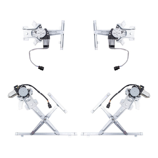 Driver and Passenger Side Power Window Regulators with Motor 4 Piece Set Compatible with 2008-2011 Lancer 08-11 Lancer Evolution Built to 2/11 10-11 Lancer Sportback Built to 2/11